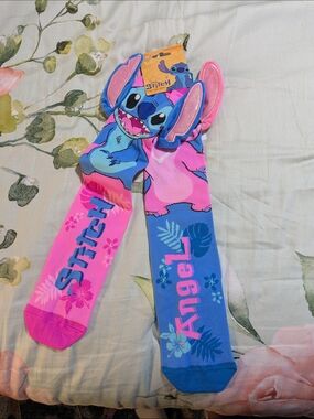 Madmia Lilo & Stitch Pink and Blue Character Socks with Ears